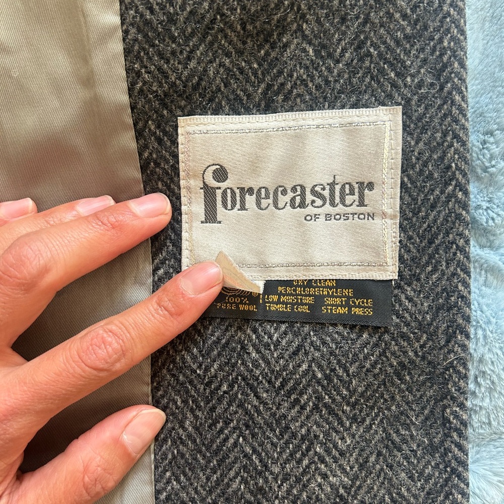 Gray Herringbone Full Length Coat - image 3